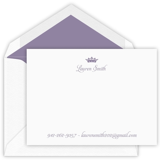 Princess Crown Flat Note Cards - Letterpress