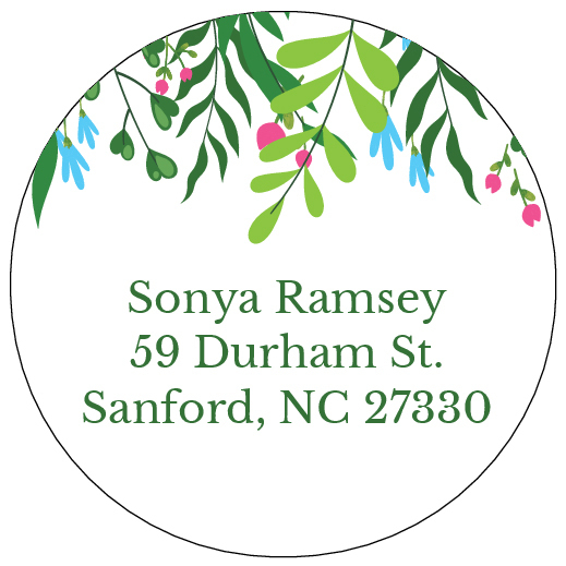 Greenery Round Address Labels in a Jar