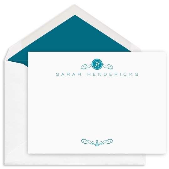 Scroll Initial Flat Note Cards - Letterpress