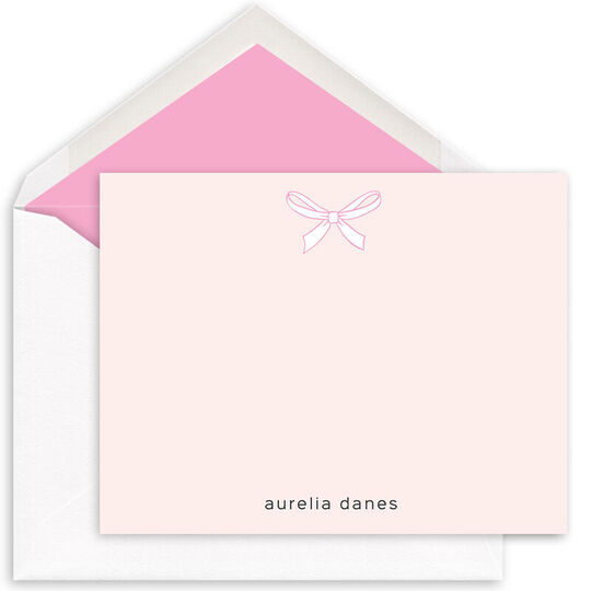 Pink Bow Flat Note Cards