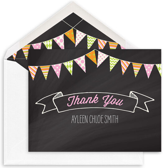 Chalkboard Banner Thank You Folded Note Cards