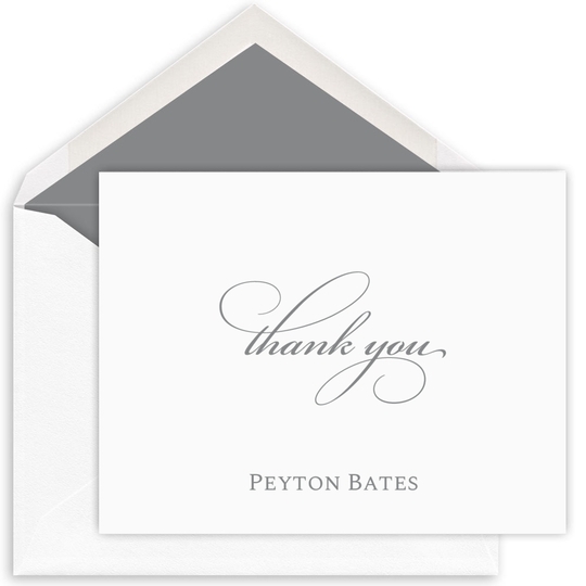 Script Thank You Folded Note Cards - Letterpress