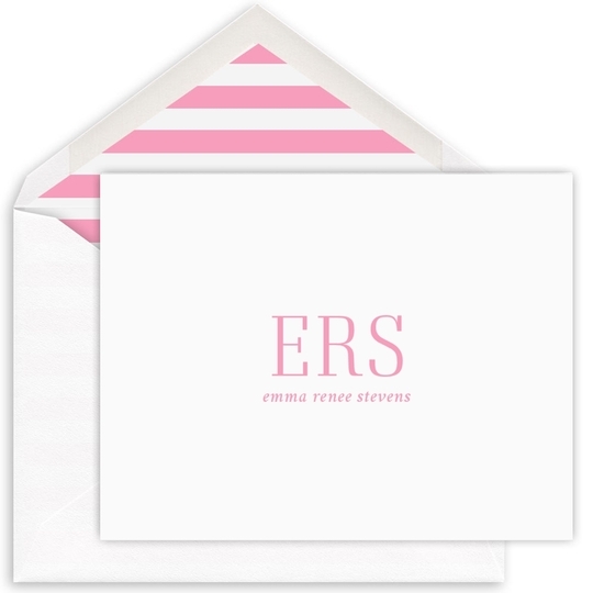 Tall Initials Folded Note Cards - Letterpress