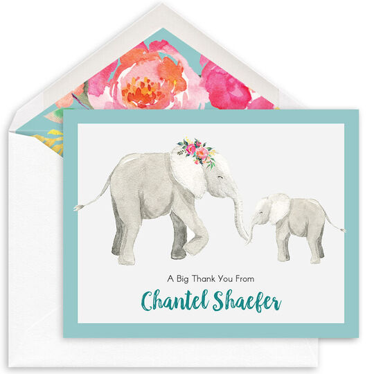 Elephants Folded Note Cards