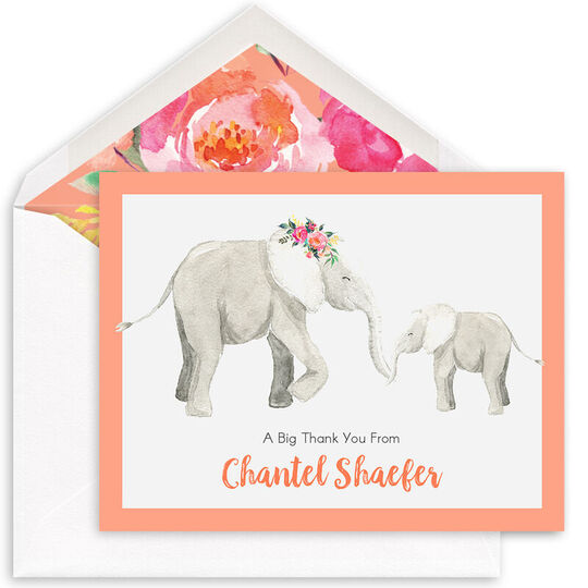 Elephants Folded Note Cards