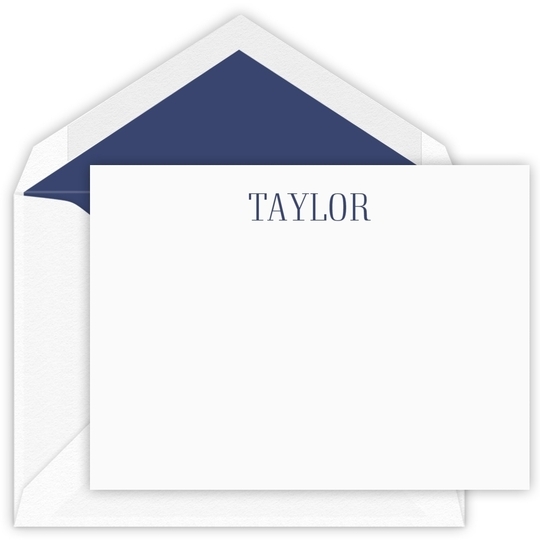 Tall Serif Name Flat Note Cards - Letterpress