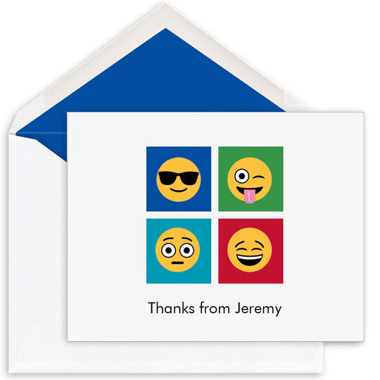 Blue Warhol Emoji Folded Note Cards