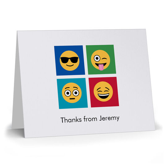 Blue Warhol Emoji Folded Note Cards