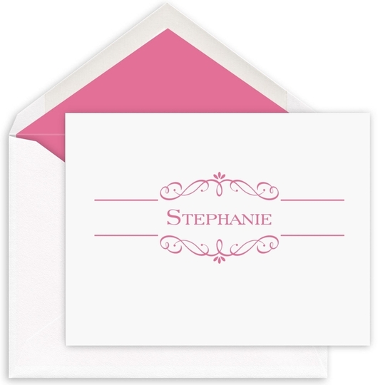 Elegant Scroll Folded Note Cards - Raised Ink