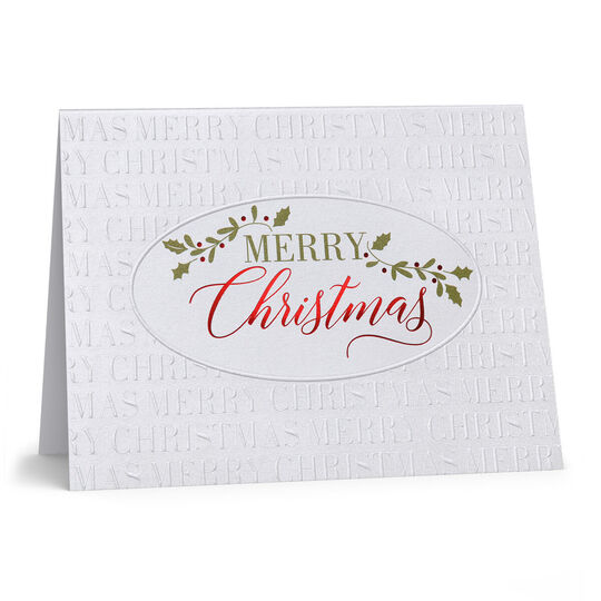 Traditional Merry Christmas Holly Folded Holiday Cards