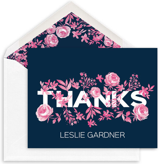 Blush Tiny Blossoms Thank You Folded Note Cards