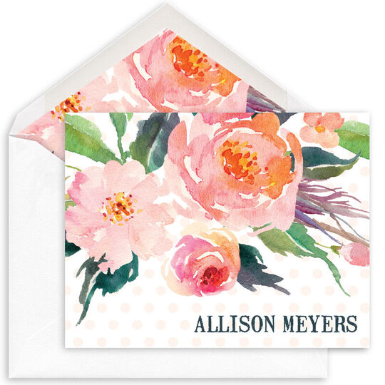 Watercolor Bouquet Folded Note Cards