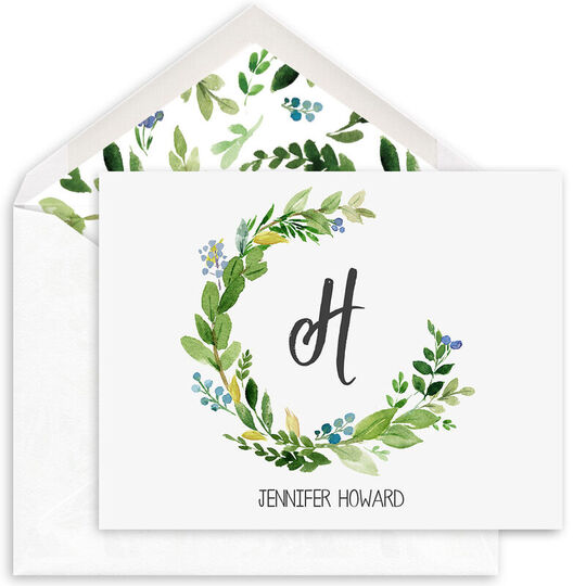 Arched Green Swag Folded Note Cards