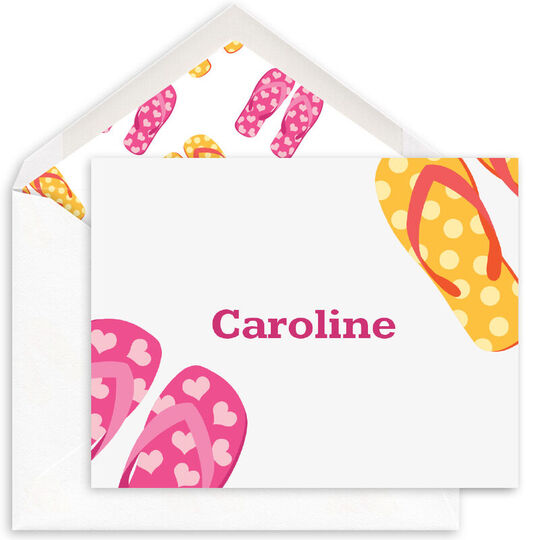 Pink Flip Flops Folded Note Cards