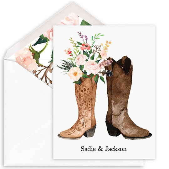 Couples Boots Folded Note Cards