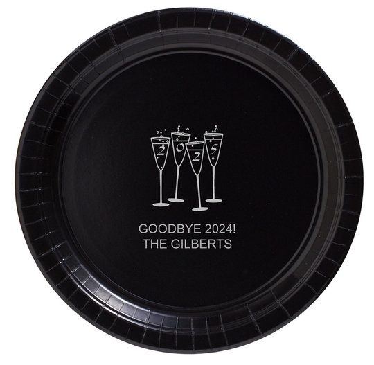 2025 New Years Glasses Paper Plates