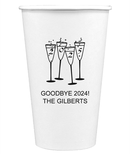 2025 New Years Glasses Paper Coffee Cups