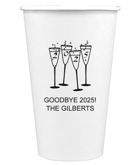 2025 New Years Glasses Paper Coffee Cups