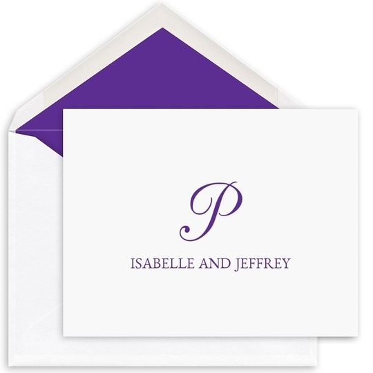 Regal Script Initial Folded Note Cards