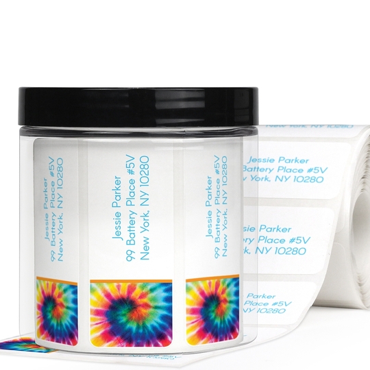 Tie-Dye Return Address Labels in a Jar