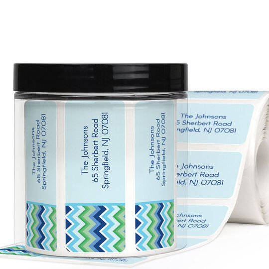 Blue Chevron Address Labels in a Jar