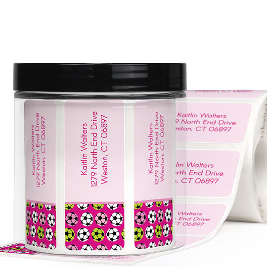 Girls Soccer Return Address Labels in a Jar