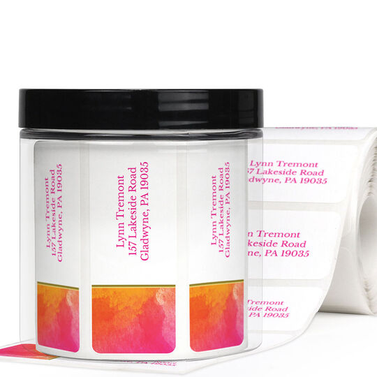Pink Watercolor Return Address Labels in a Jar