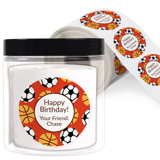 Basketball and Soccer Gift Stickers in a Jar