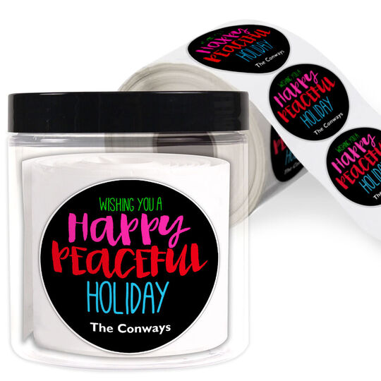 Black Happy Peaceful Gift Stickers in a Jar