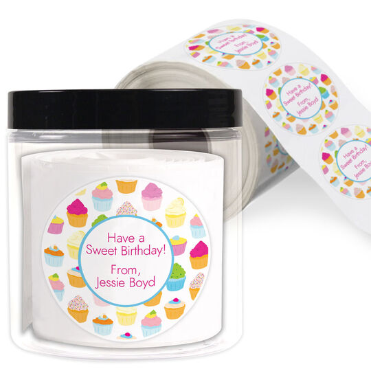 Cupcakes Gift Stickers in a Jar