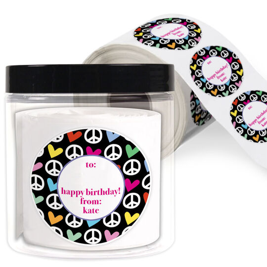 Peace & Hearts Gift Stickers in a Jar