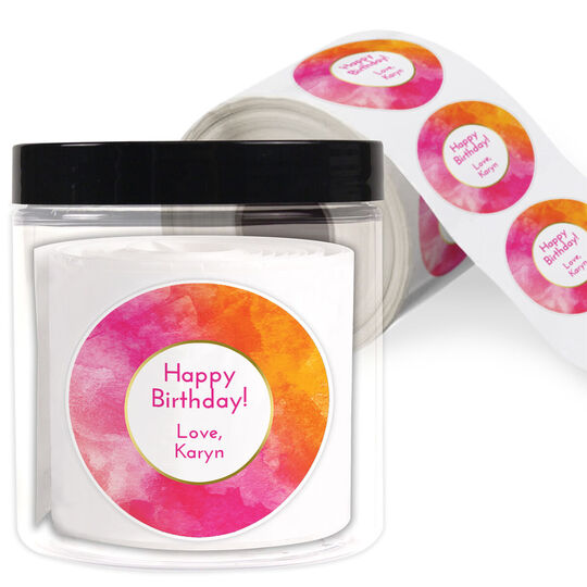 Pink Watercolor Gift Stickers in a Jar