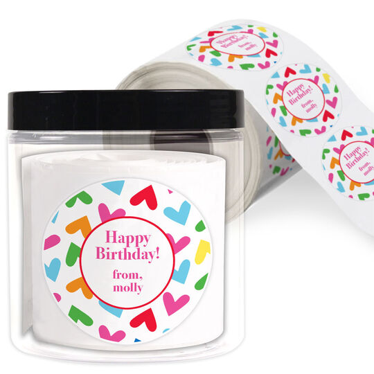 Rainbow Hearts Gift Stickers in a Jar