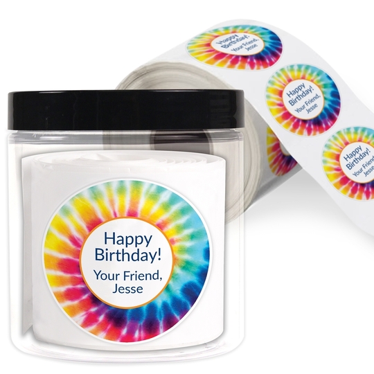 Tie-Dye Gift Stickers in a Jar