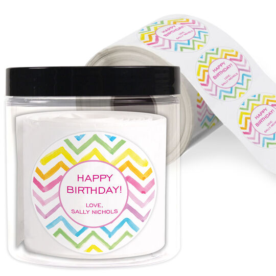 Watercolor Chevron Gift Stickers in a Jar