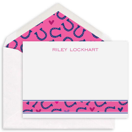 Pink Horseshoes Flat Note Cards