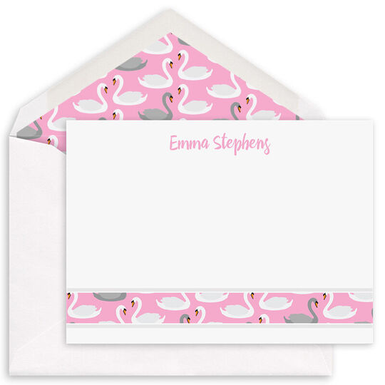 Swans Border Flat Note Cards