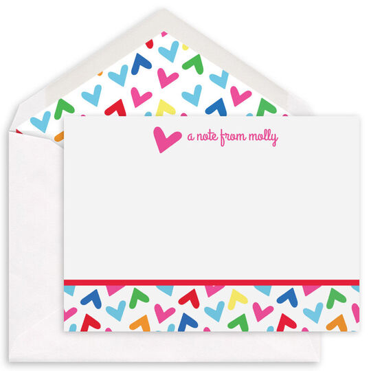 Rainbow Hearts Flat Note Cards