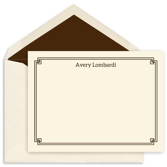 Modern Double Border Flat Note Cards - Raised Ink