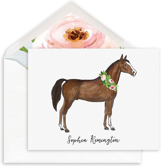 Horse with Roses Folded Note Cards