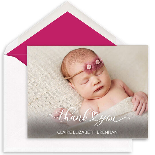 Thank You Heart Folded Photo Note Cards