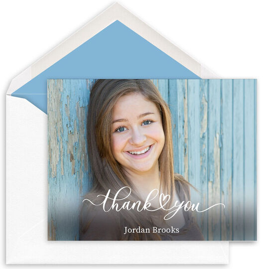 Thank You Heart Folded Photo Note Cards