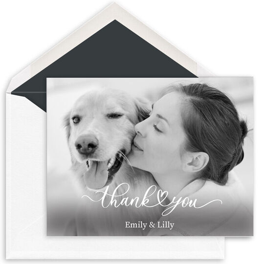 Thank You Heart Folded Photo Note Cards