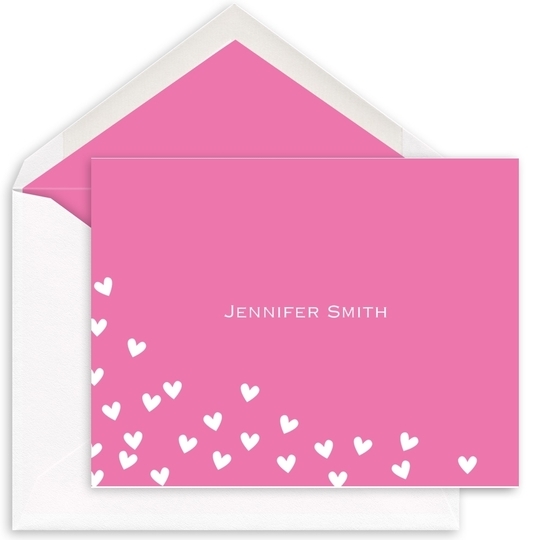 Floating Hearts Folded Note Cards