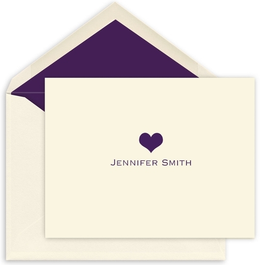 Sweet Heart Folded Note Cards - Raised Ink