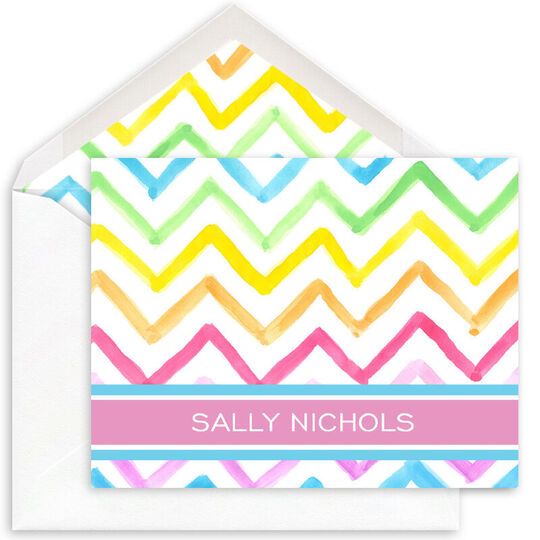 Watercolor Chevron Folded Note Cards