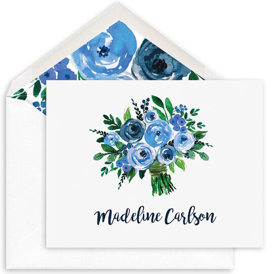 Blue Bouquet Folded Note Cards