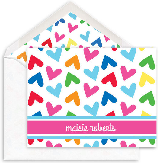 Rainbow Hearts Folded Note Cards