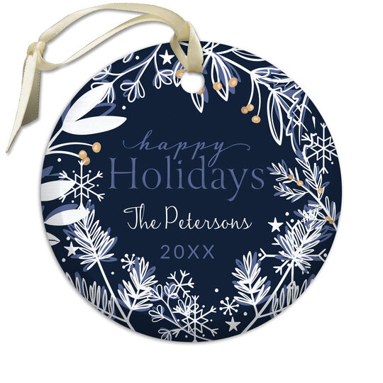 Happy Holidays Beveled Glass Ornament