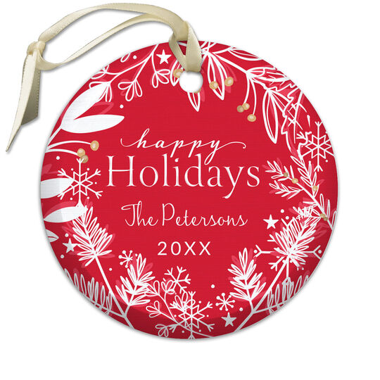 Happy Holidays Beveled Glass Ornament